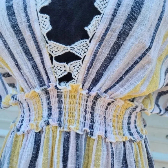 Club Z Collection Women Yellow Pink Striped Vacation Sundress Casual Dress L - Picture 2 of 10